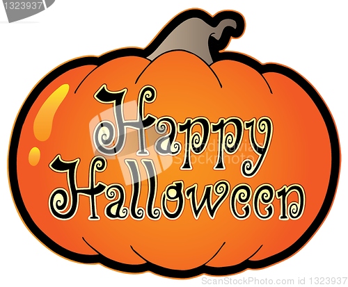 Image of Pumpkin with Happy Halloween sign
