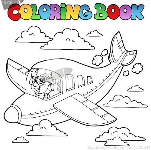 Image of Coloring book with cartoon aviator