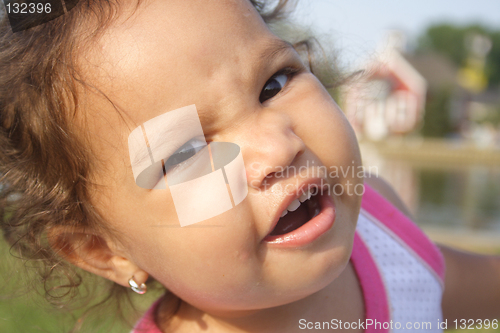 Image of A close-up of a silly baby