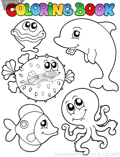 Image of Coloring book with sea animals 1