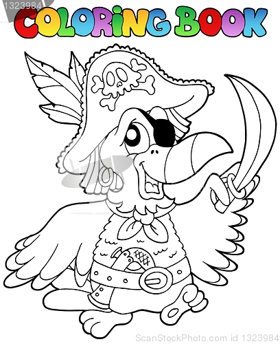 Image of Coloring book with pirate parrot