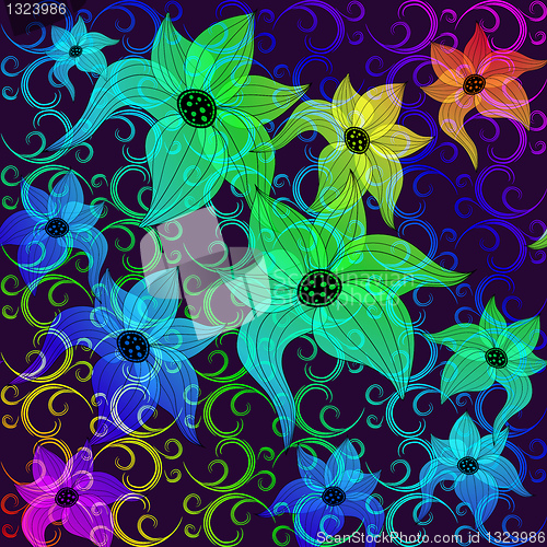 Image of Rainbow transparent flowers