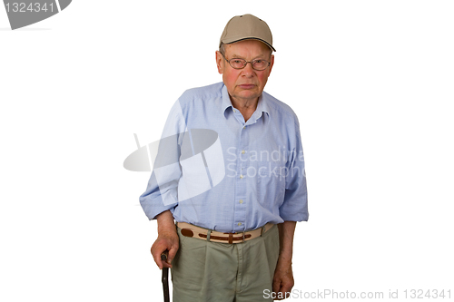 Image of Male senior with walking stick