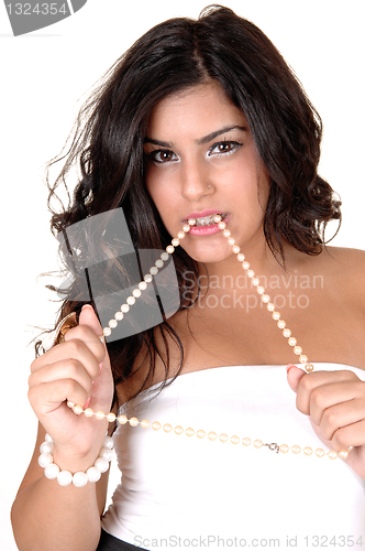 Image of Teenager with pearl necklase.