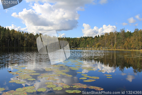 Image of Blue Mirror Lake Reflections in Finland