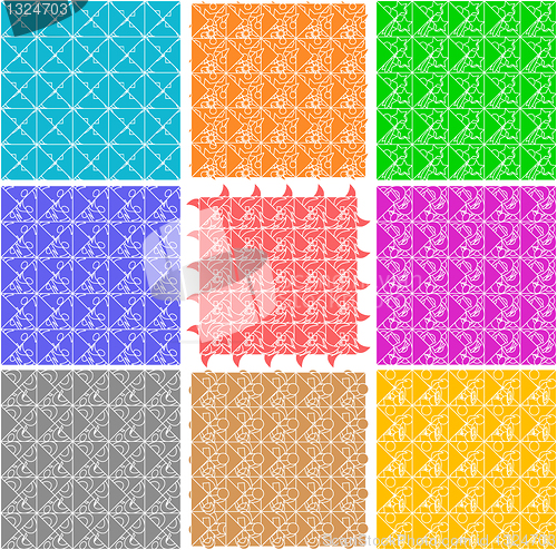 Image of Set of elegant retro seamless patterns