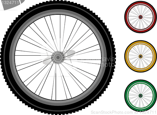 Image of Bicycle wheels. set of the detailed wheels