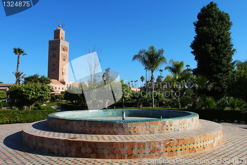 Image of Koutoubia, main muslim mosque in Marrakech, Morocco