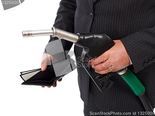 Image of Gas nozzle and empty wallet