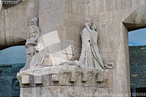 Image of Detail facade Sagrada Familia Barcelona Spain