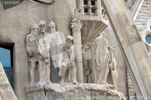 Image of Detail facade Sagrada Familia Barcelona Spain