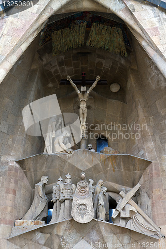 Image of Detail facade Sagrada Familia Barcelona Spain