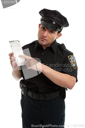 Image of Police officer or traffic warden with infringement ticket