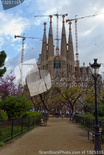 Image of Detail facade Sagrada Familia Barcelona Spain