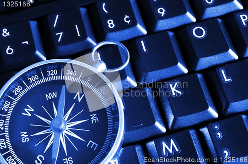 Image of computer keyboard and compass