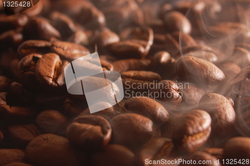 Image of coffee beans with steam