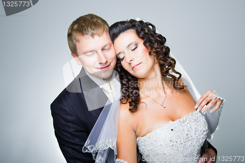 Image of Happy just married bride and groom