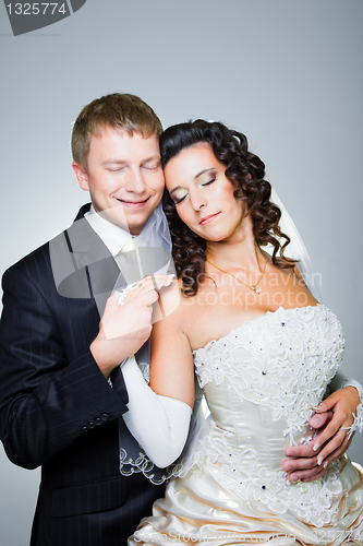 Image of Happy just married bride and groom