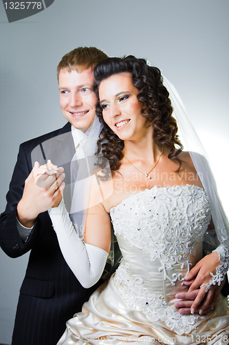 Image of Happy just married bride and groom