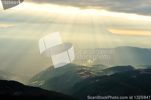 Image of Mountain area at sunrise