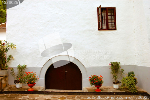 Image of Wall and door of orthodox monastery building