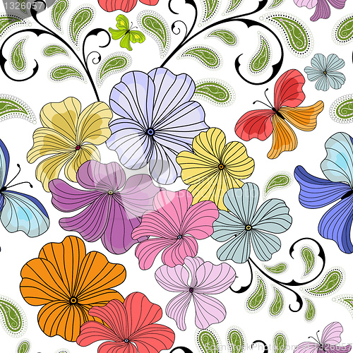 Image of White repeating floral pattern