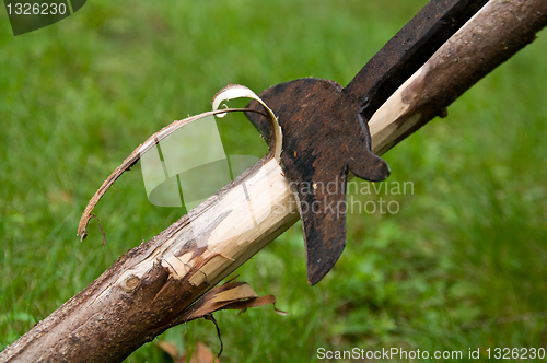 Image of Antique tool to remove wane from trunks