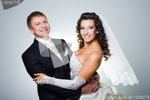 Image of Happy just married bride and groom