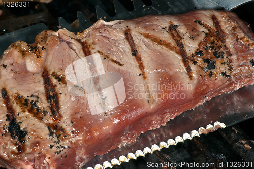 Image of Steak in barbecue grill