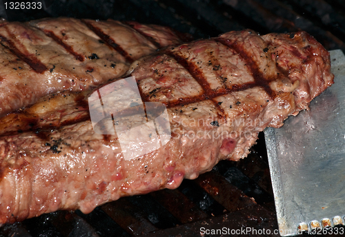 Image of Steak in barbecue grill