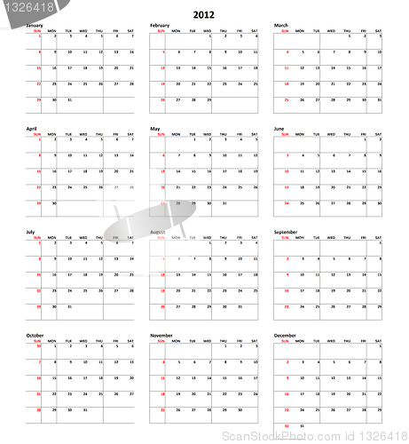 Image of Calendar for 2012