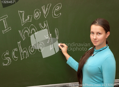 Image of Girl schoolgirl meets an English lesson