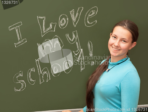 Image of The girl smiles at the English class