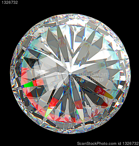 Image of Top view of large round diamond isolated 