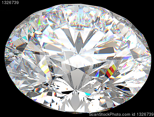 Image of Top side view of large round diamond isolated