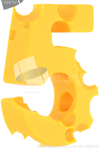Image of Cheeze font 5 number isolated on white