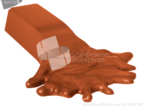 Image of Molten chocolate bar isolated on white