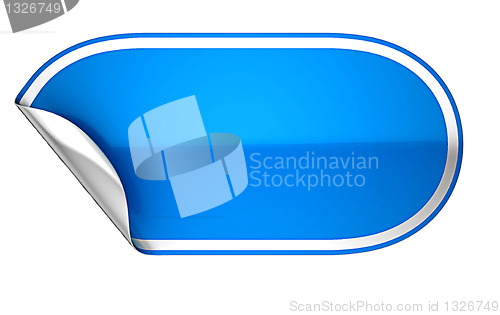 Image of Blue rounded hamous sticker or label on white