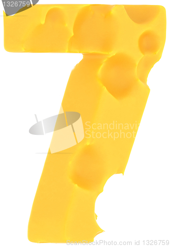 Image of Cheeze font 7 number isolated on white