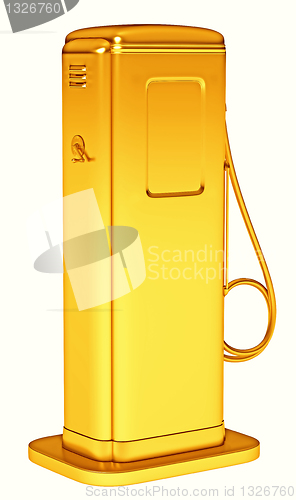 Image of Valuable fuel: golden petrol pump isolated