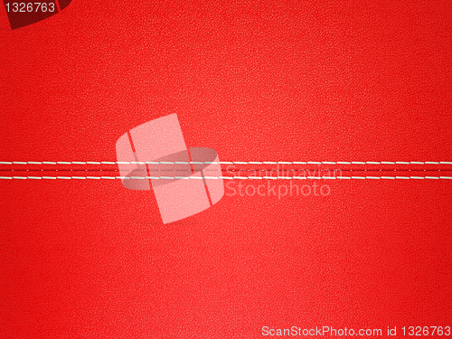 Image of Red stitched leather background. Large resolution