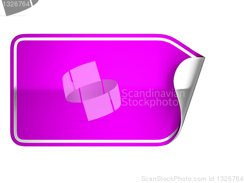 Image of Magenta sticker or label on white 