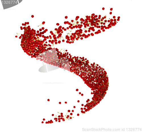 Image of Red tasty cherry whirl isolated
