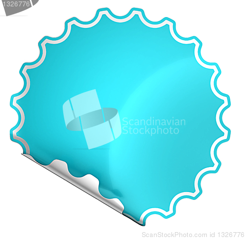 Image of Blue bent round sticker or label 