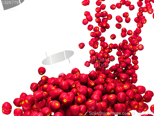 Image of Harvest: Ripe red apple flow isolated 