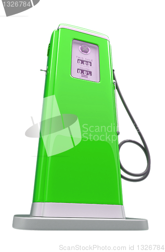 Image of Retro green gasoline pump isolated 