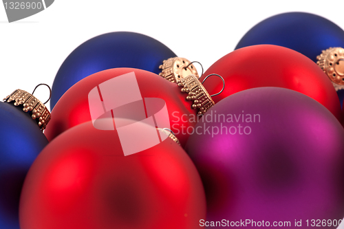 Image of Traditional Christmas Balls on white background