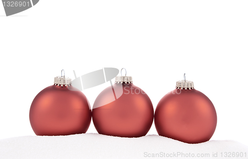 Image of Traditional Christmas Balls on white background