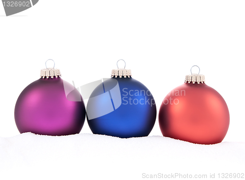 Image of Traditional Christmas Balls on white background