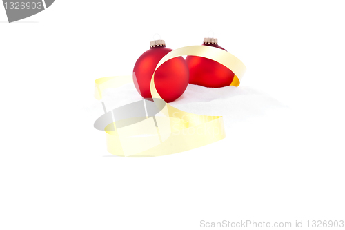 Image of Traditional Christmas Balls on white background